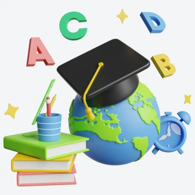 Youth Learners global education with books and graduation cap