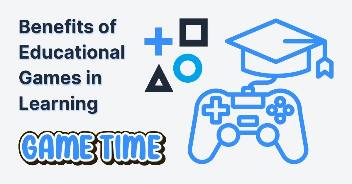 Illustration showing Benefits of Educational Games in Learning with a game controller and graduation cap